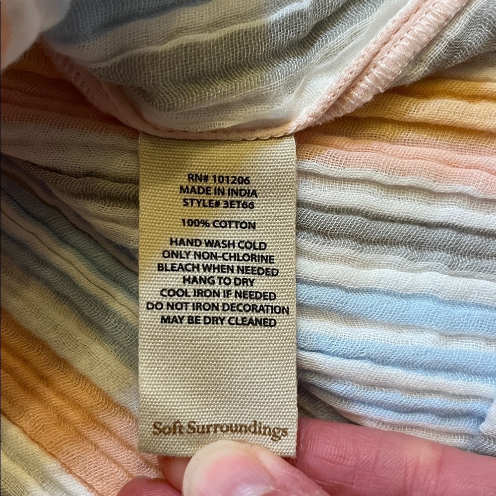 Soft Surroundings Laguna Gauze Stripe Dress Multi Color Petite Small EUC Cotton - Picture 15 of 16